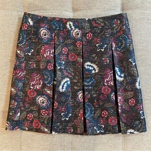 Loft Shiny Floral Box Pleat Lined Skirt